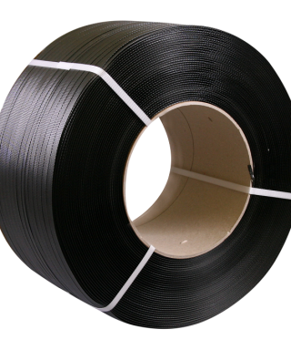Omsnoeringsband, PP, zwart, 0,55 mm dik, 12 mm x 3.000 m, kern 200 mm