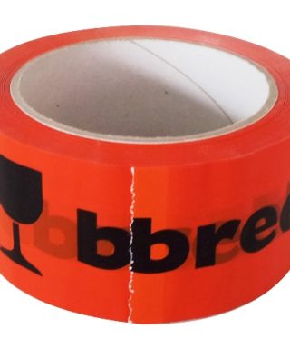 Tape, PP hotmelt, 'BREEKBAAR', oranje / zwart, 48 mm x 66 m per rol, 36 rol per doos-0